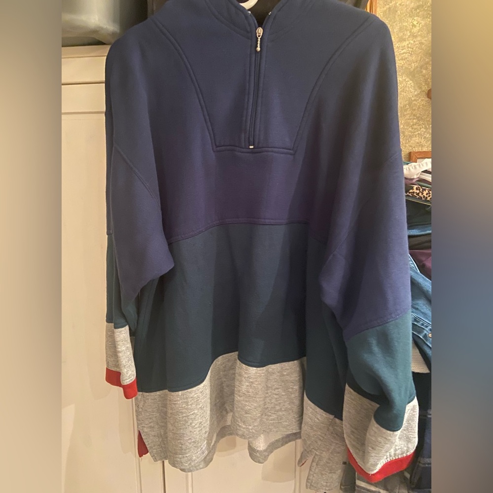 Navy and Gray Colorblock Women's Quarter-Zip Sweatshirt